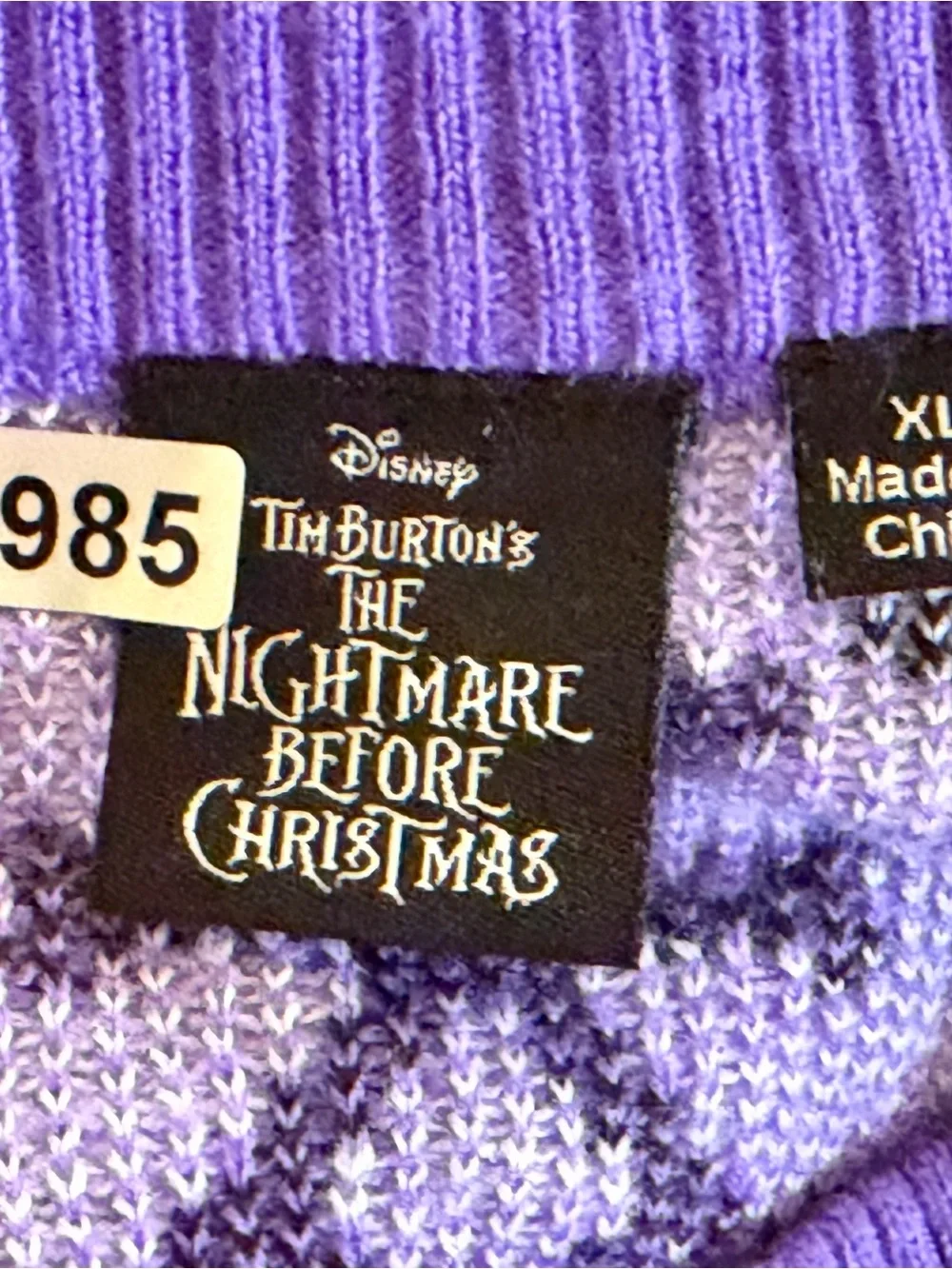 Disney Nightmare Before Christmas Jack Skellington Purple Knit Sweater XL